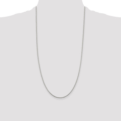 28 Inch Sterling Silver 1.45mm Diamond-Cut Round Spiga Chain Necklace