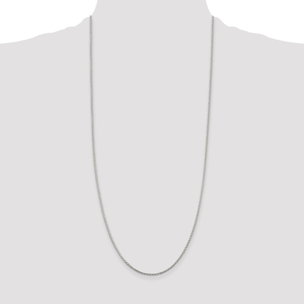 30 Inch Sterling Silver 1.45mm Diamond-Cut Round Spiga Chain Necklace
