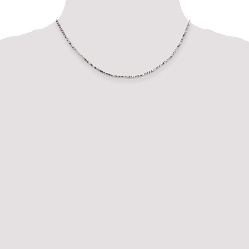 16 Inch Sterling Silver 1.7mm Diamond-Cut Round Spiga Chain Necklace
