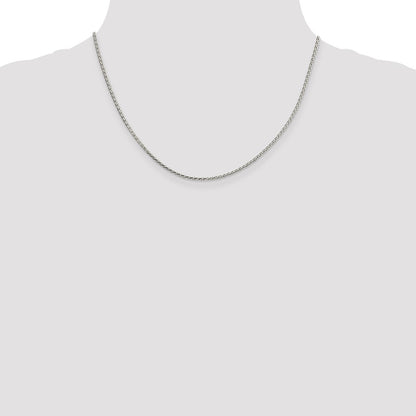18 Inch Sterling Silver 1.7mm Diamond-Cut Round Spiga Chain Necklace