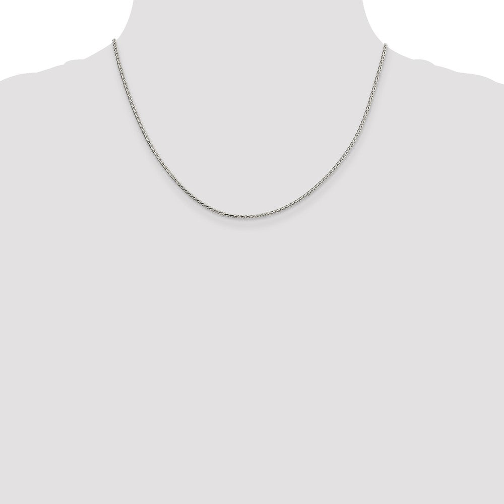 18 Inch Sterling Silver 1.7mm Diamond-Cut Round Spiga Chain W/2In Ext.