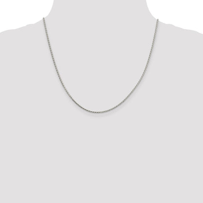 20 Inch Sterling Silver 1.7mm Diamond-Cut Round Spiga Chain Necklace