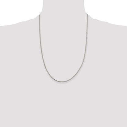 22 Inch Sterling Silver 1.7mm Diamond-Cut Round Spiga Chain Necklace