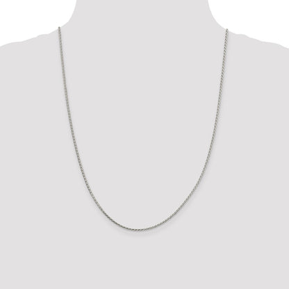 24 Inch Sterling Silver 1.7mm Diamond-Cut Round Spiga Chain Necklace