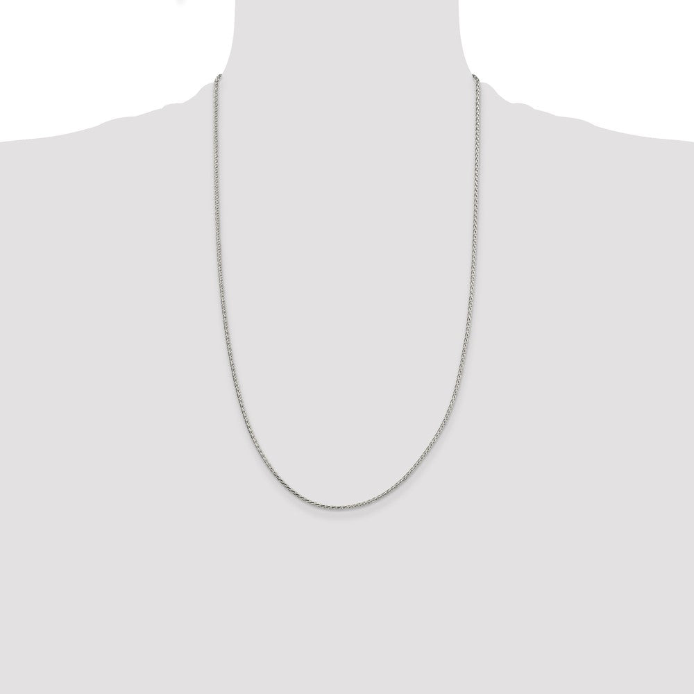 26 Inch Sterling Silver 1.7mm Diamond-Cut Round Spiga Chain Necklace