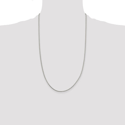26 Inch Sterling Silver 1.7mm Diamond-Cut Round Spiga Chain Necklace