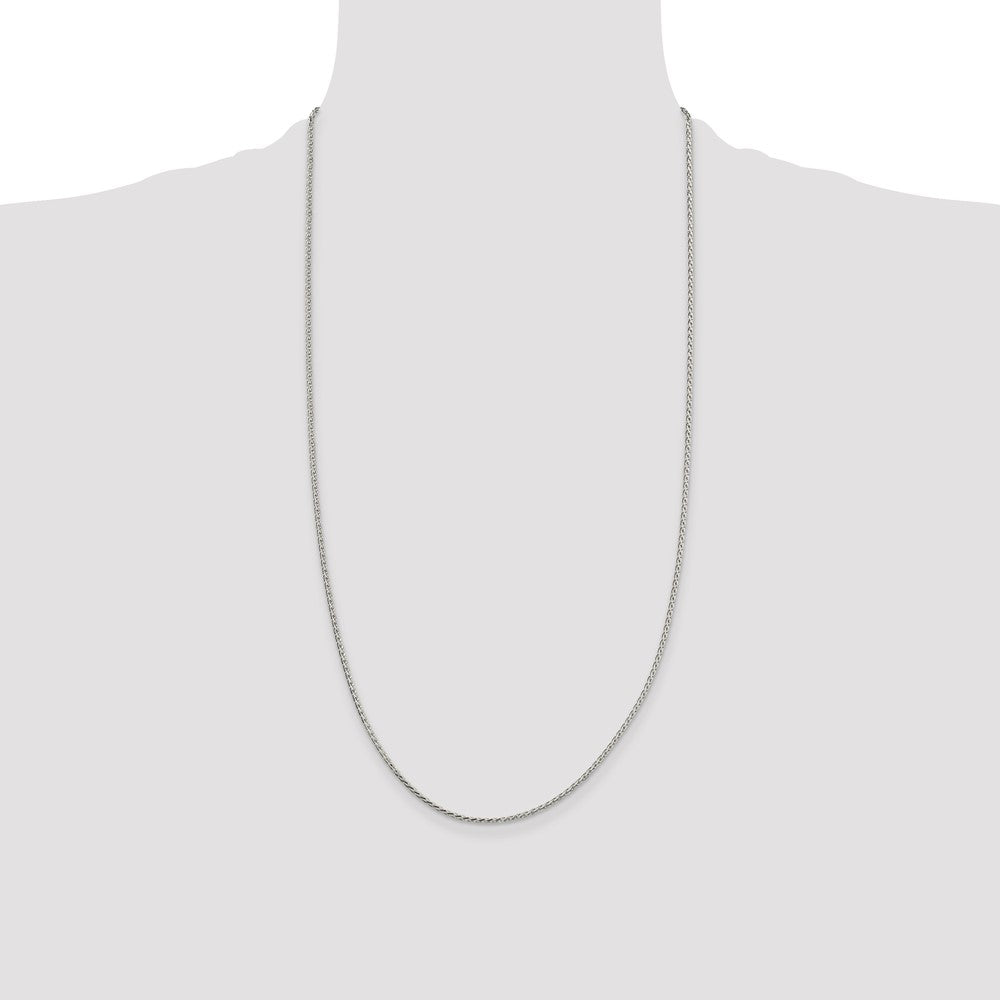 28 Inch Sterling Silver 1.7mm Diamond-Cut Round Spiga Chain Necklace