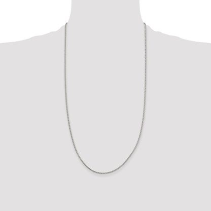 28 Inch Sterling Silver 1.7mm Diamond-Cut Round Spiga Chain Necklace