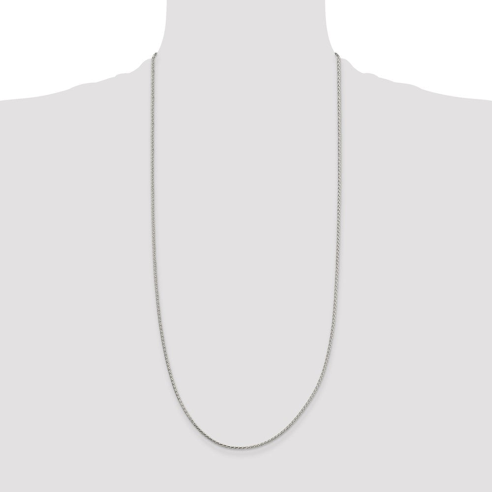 30 Inch Sterling Silver 1.7mm Diamond-Cut Round Spiga Chain Necklace