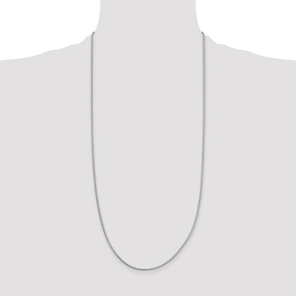30 Inch Sterling Silver 1.7mm Diamond-Cut Round Spiga Chain Necklace