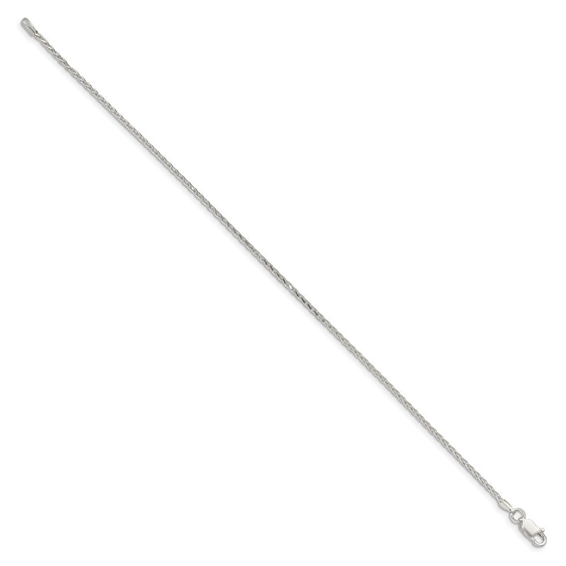 8 Inch Sterling Silver 1.7mm Diamond-Cut Round Spiga Chain Bracelet