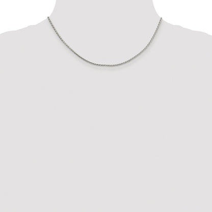Sterling Silver Rhodium-Plated 1.7mm Diamond-Cut Round Spiga Chain