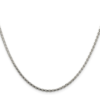 22 Inch Sterling Silver 2.15mm Diamond-Cut Round Spiga Chain Necklace