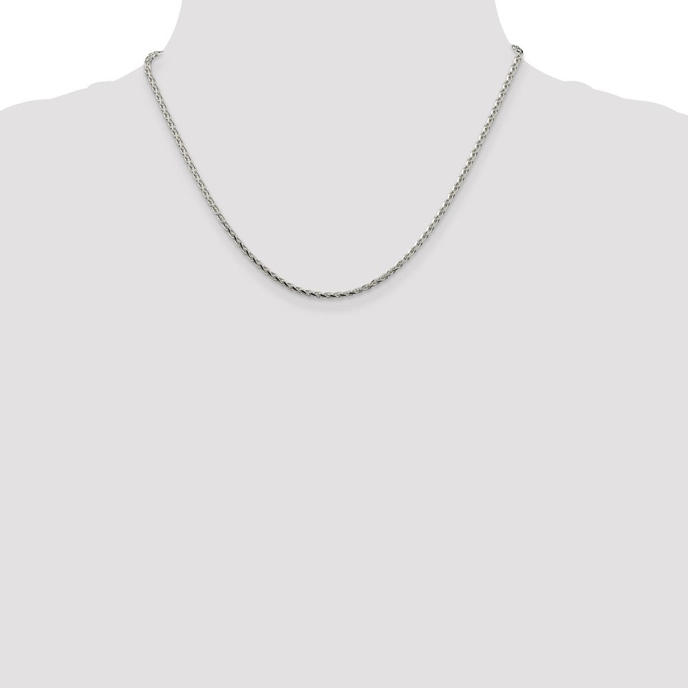 18 Inch Sterling Silver 2.15mm Diamond-Cut Round Spiga Chain Necklace