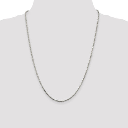 24 Inch Sterling Silver 2.15mm Diamond-Cut Round Spiga Chain Necklace