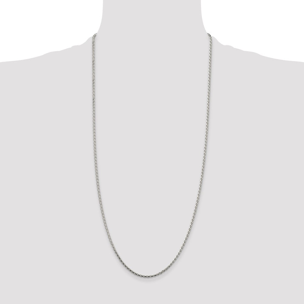30 Inch Sterling Silver 2.15mm Diamond-Cut Round Spiga Chain Necklace
