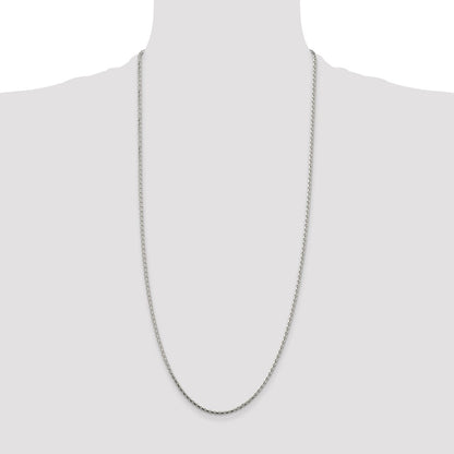 30 Inch Sterling Silver 2.15mm Diamond-Cut Round Spiga Chain Necklace