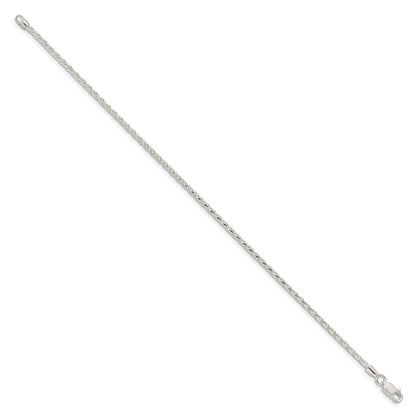8 Inch Sterling Silver 2.15mm Diamond-Cut Round Spiga Chain Bracelet
