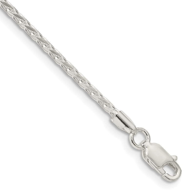 7 Inch Sterling Silver 2.15mm Diamond-Cut Round Spiga Chain Bracelet