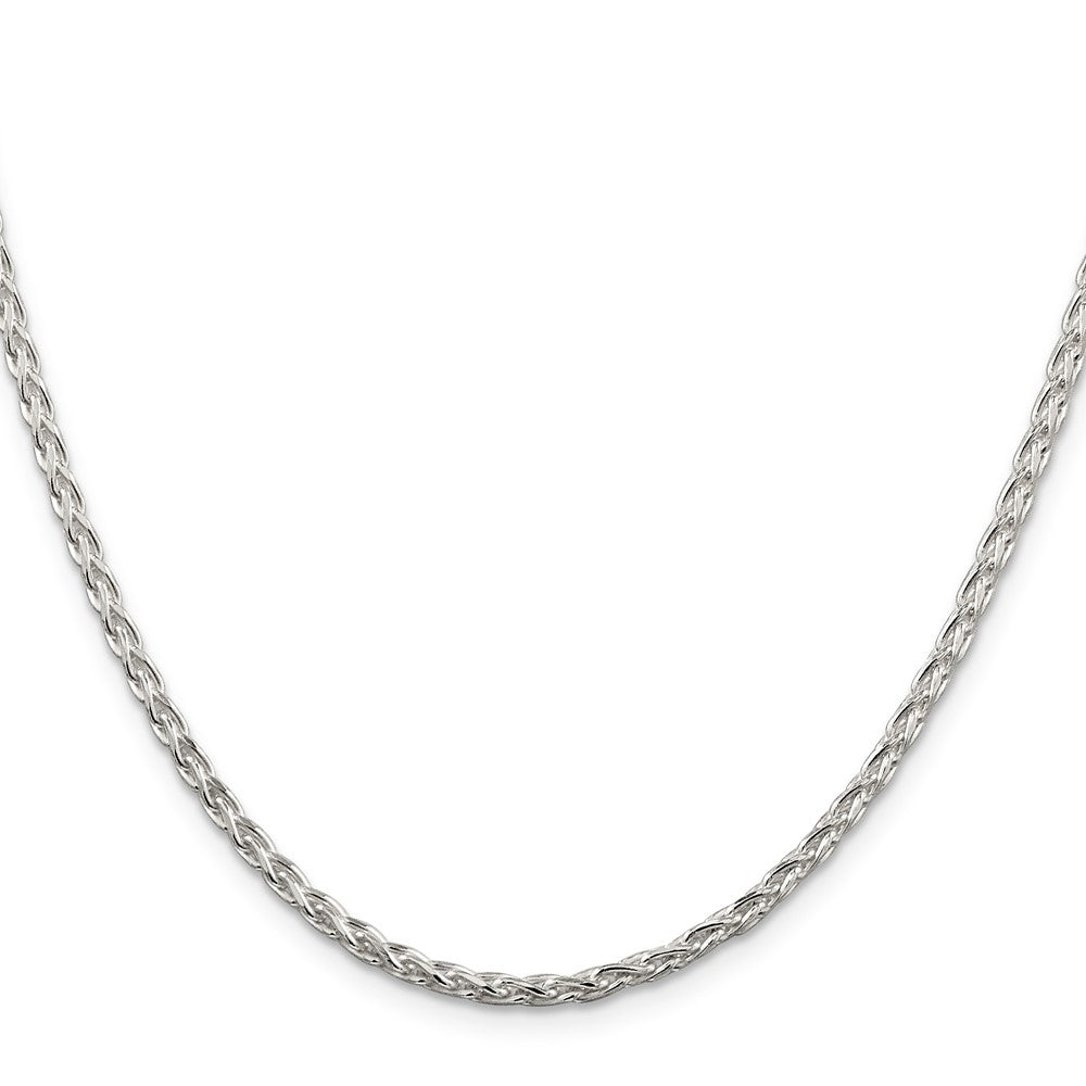 20 Inch Sterling Silver 2.85mm Diamond-Cut Round Spiga Chain Necklace