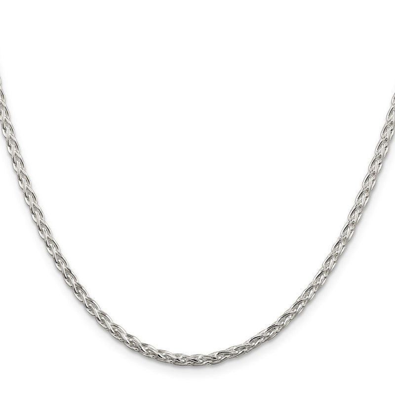 22 Inch Sterling Silver 2.85mm Diamond-Cut Round Spiga Chain Necklace