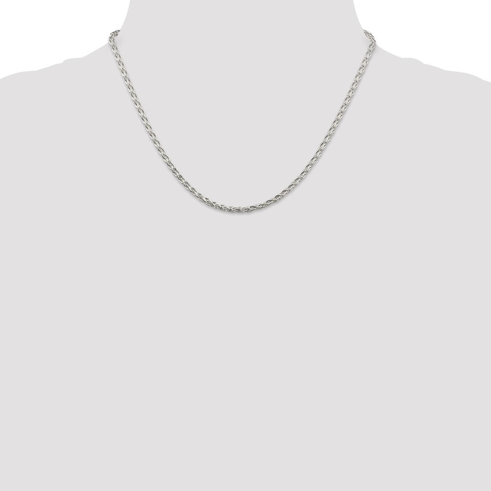 18 Inch Sterling Silver 2.85mm Diamond-Cut Round Spiga Chain Necklace