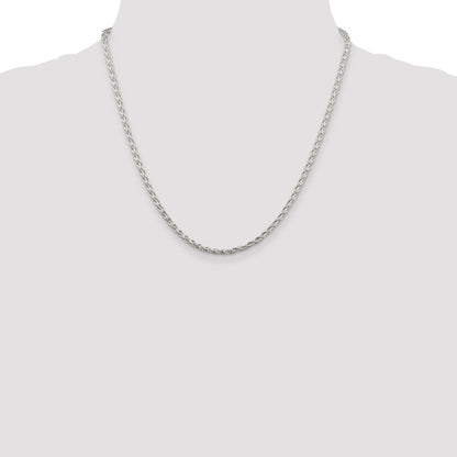 20 Inch Sterling Silver 2.85mm Diamond-Cut Round Spiga Chain Necklace