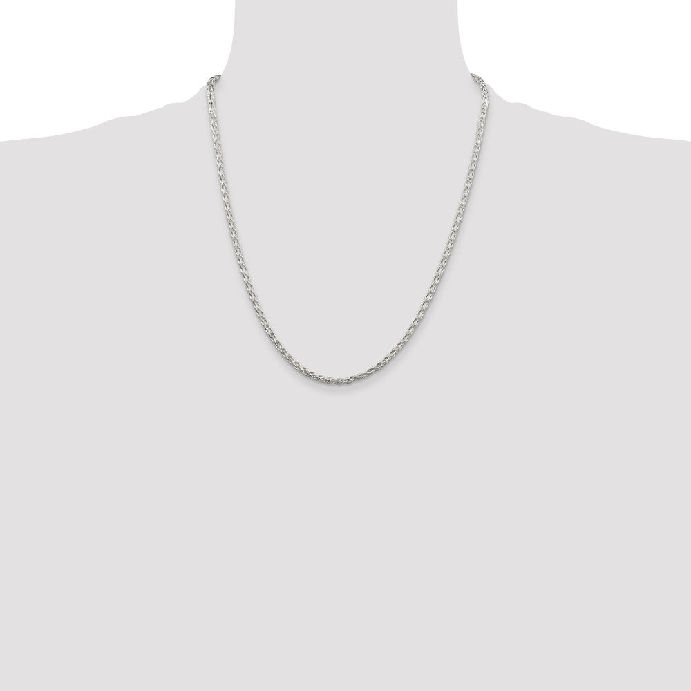 22 Inch Sterling Silver 2.85mm Diamond-Cut Round Spiga Chain Necklace