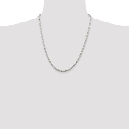 22 Inch Sterling Silver 2.85mm Diamond-Cut Round Spiga Chain Necklace