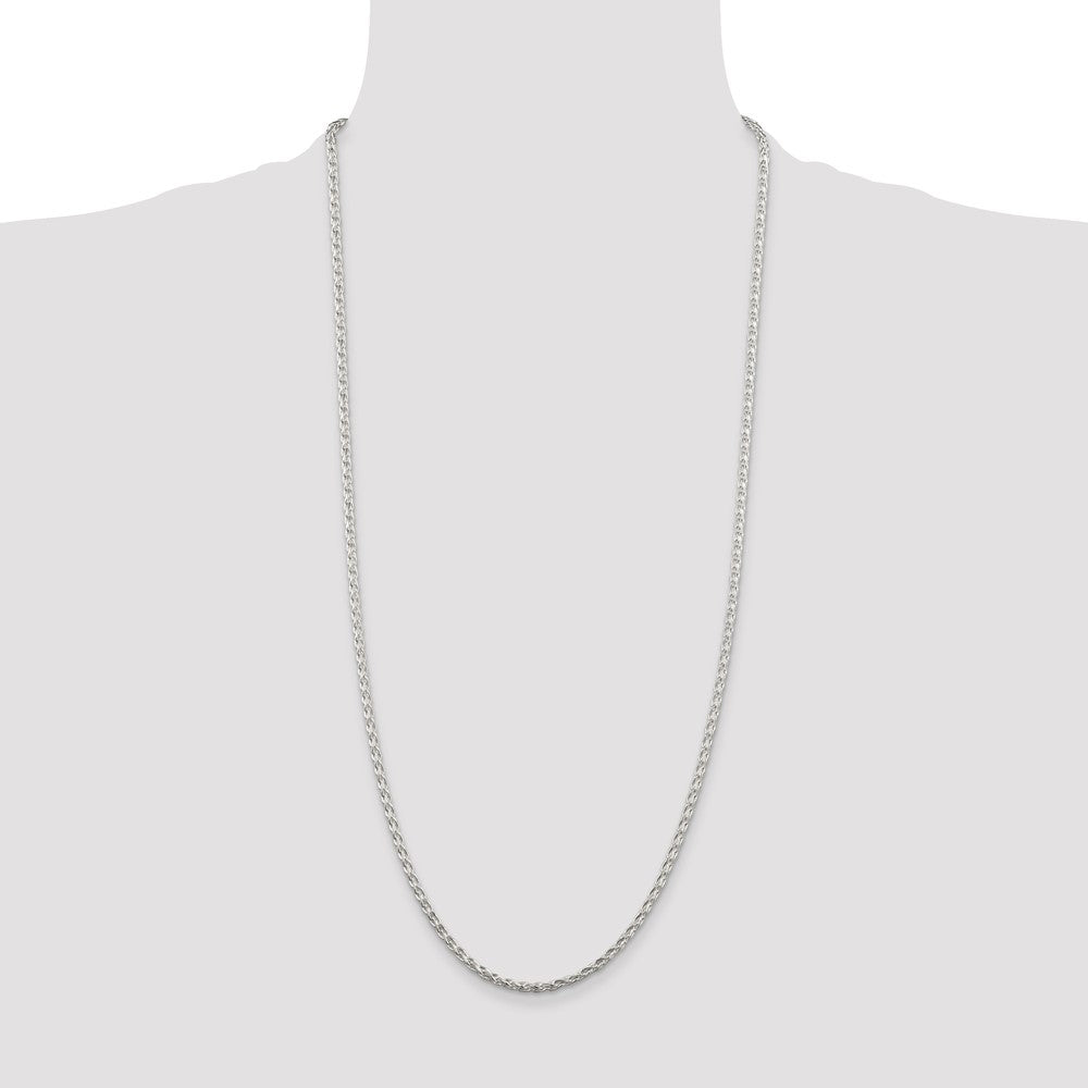 30 Inch Sterling Silver 2.85mm Diamond-Cut Round Spiga Chain Necklace