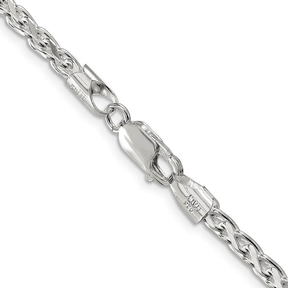 24 Inch Sterling Silver 3.5mm Diamond-Cut Round Spiga Chain Necklace