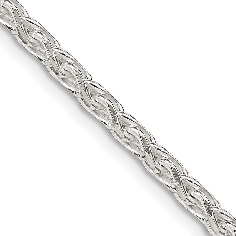 28 Inch Sterling Silver 3.5mm Diamond-Cut Round Spiga Chain Necklace