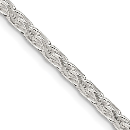 24 Inch Sterling Silver 3.5mm Diamond-Cut Round Spiga Chain Necklace