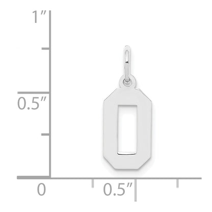 Sterling Silver Silver/Rhodium-Plated Polished Number 0 Charm