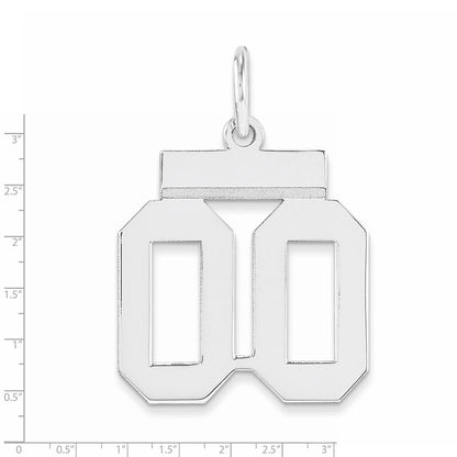 Sterling Silver Rhodium-Plated Small Polished Number Double 00 With Top