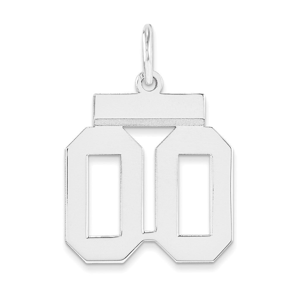 Sterling Silver Rhodium-Plated Small Polished Number Double 00 With Top