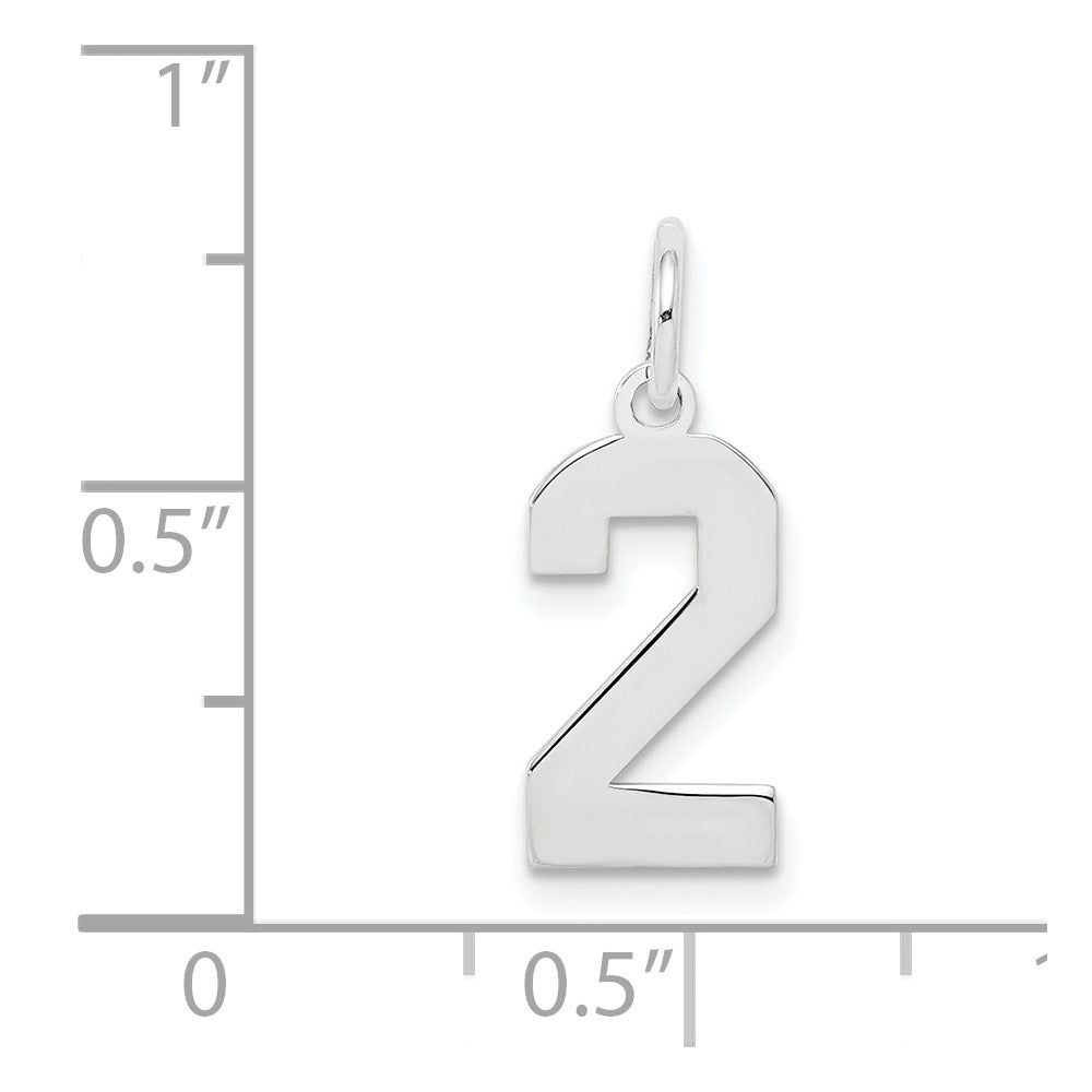 Sterling Silver Silver/Rhodium-Plated Polished Number 2 Charm
