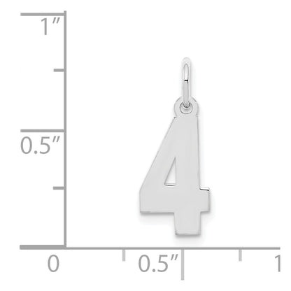 Sterling Silver Silver/Rhodium-Plated Polished Number 4 Charm