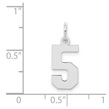 Sterling Silver Silver/Rhodium-Plated Polished Number 5 Charm