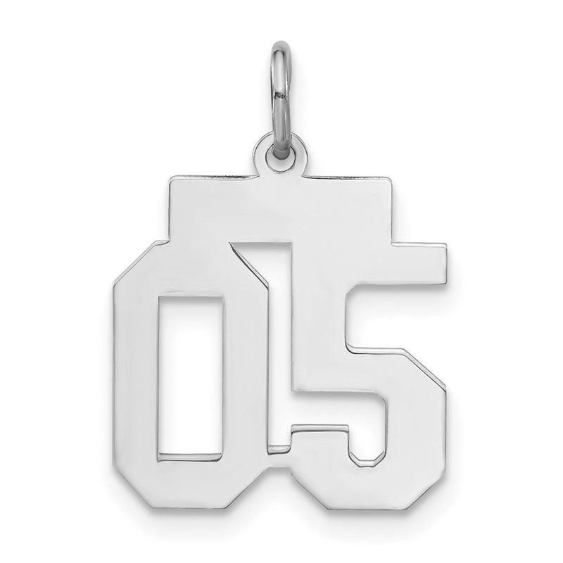 Sterling Silver Small Polished Number 05 W/Top Charm