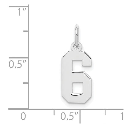 Sterling Silver Silver/Rhodium-Plated Polished Number 6 Charm
