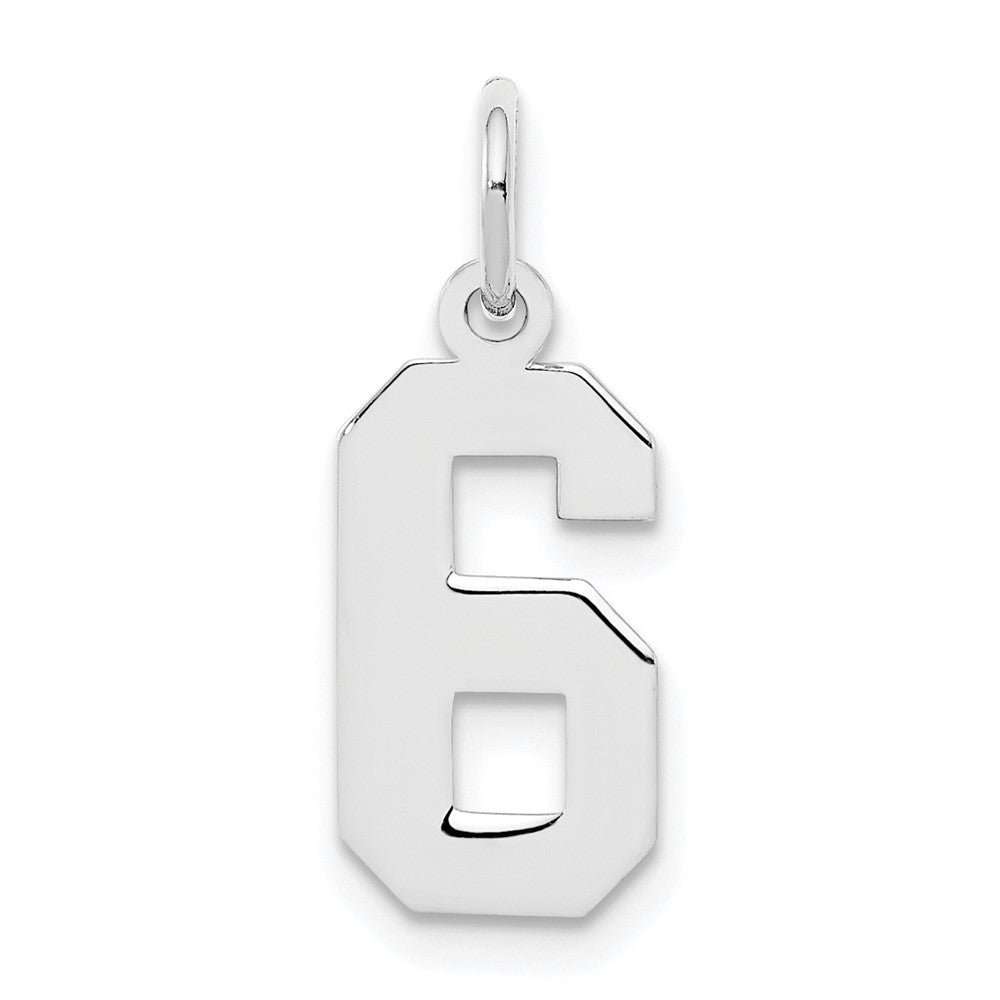 Sterling Silver Silver/Rhodium-Plated Polished Number 6 Charm