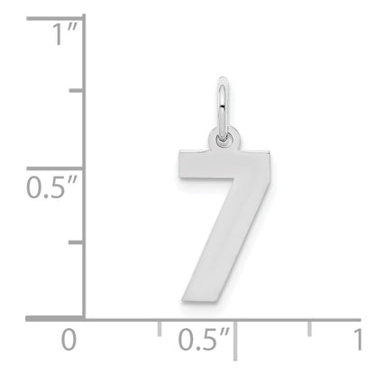 Sterling Silver Silver/Rhodium-Plated Polished Number 7 Charm