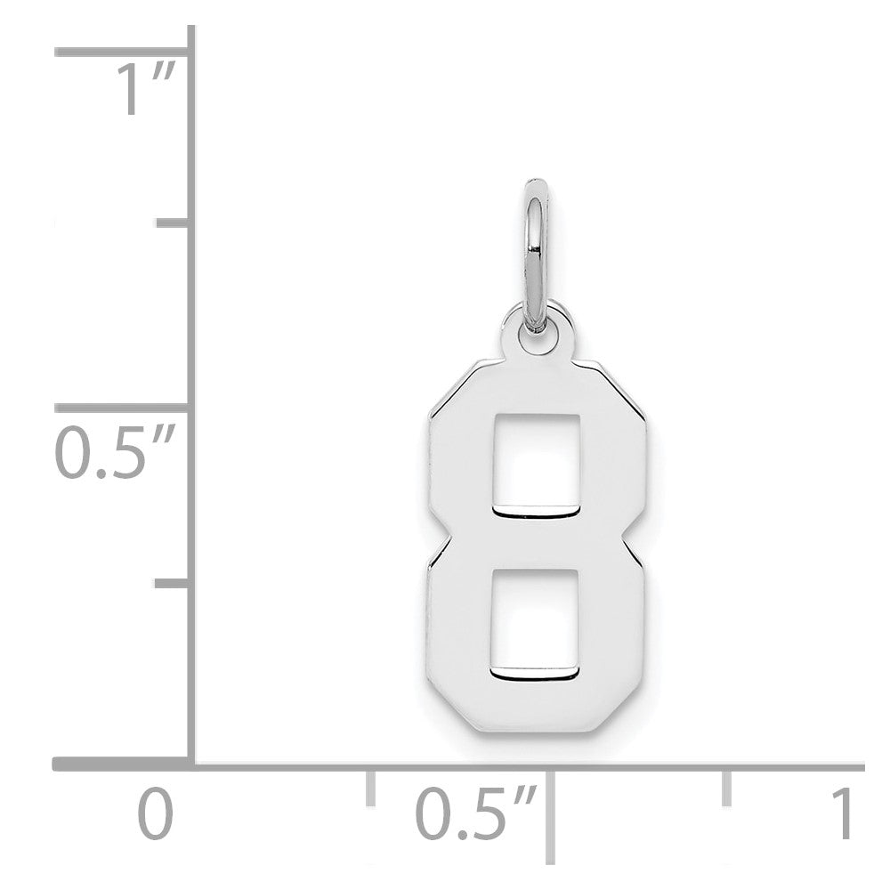 Sterling Silver Silver/Rhodium-Plated Polished Number 8 Charm