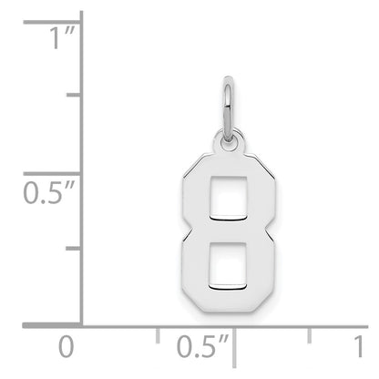 Sterling Silver Silver/Rhodium-Plated Polished Number 8 Charm