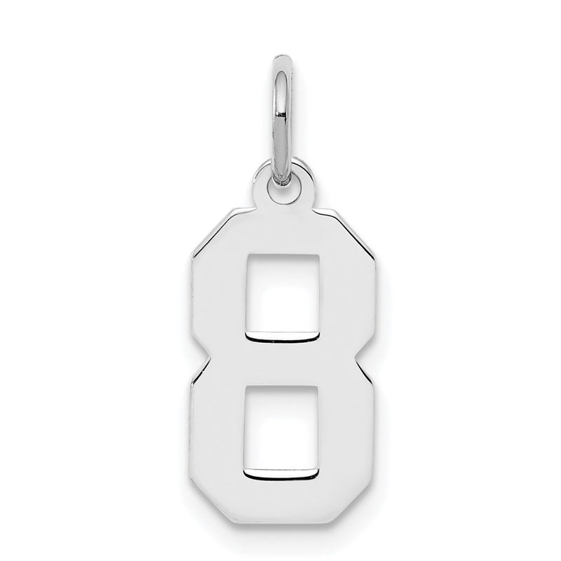 Sterling Silver Silver/Rhodium-Plated Polished Number 8 Charm