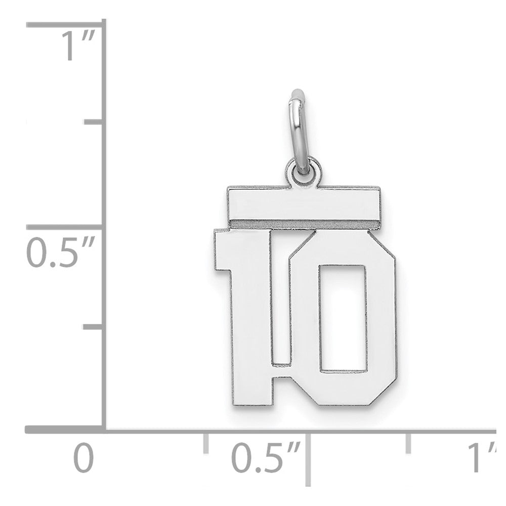 Sterling Silver Silver/Rhodium-Plated Polished Number 10 Charm