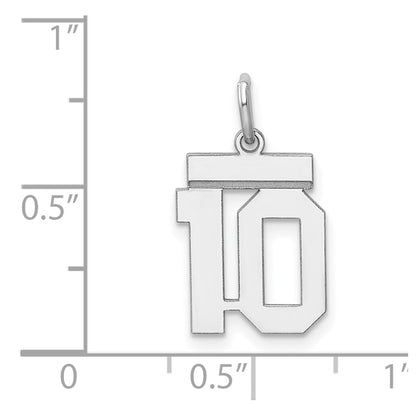 Sterling Silver Silver/Rhodium-Plated Polished Number 10 Charm