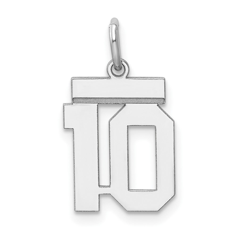 Sterling Silver Silver/Rhodium-Plated Polished Number 10 Charm