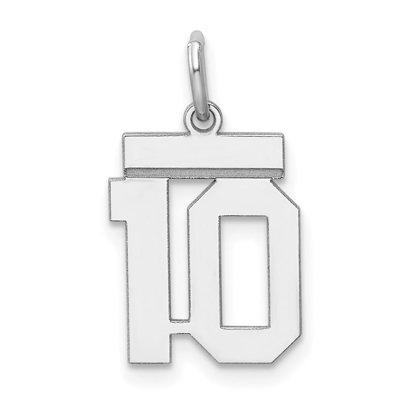 Sterling Silver Silver/Rhodium-Plated Polished Number 10 Charm